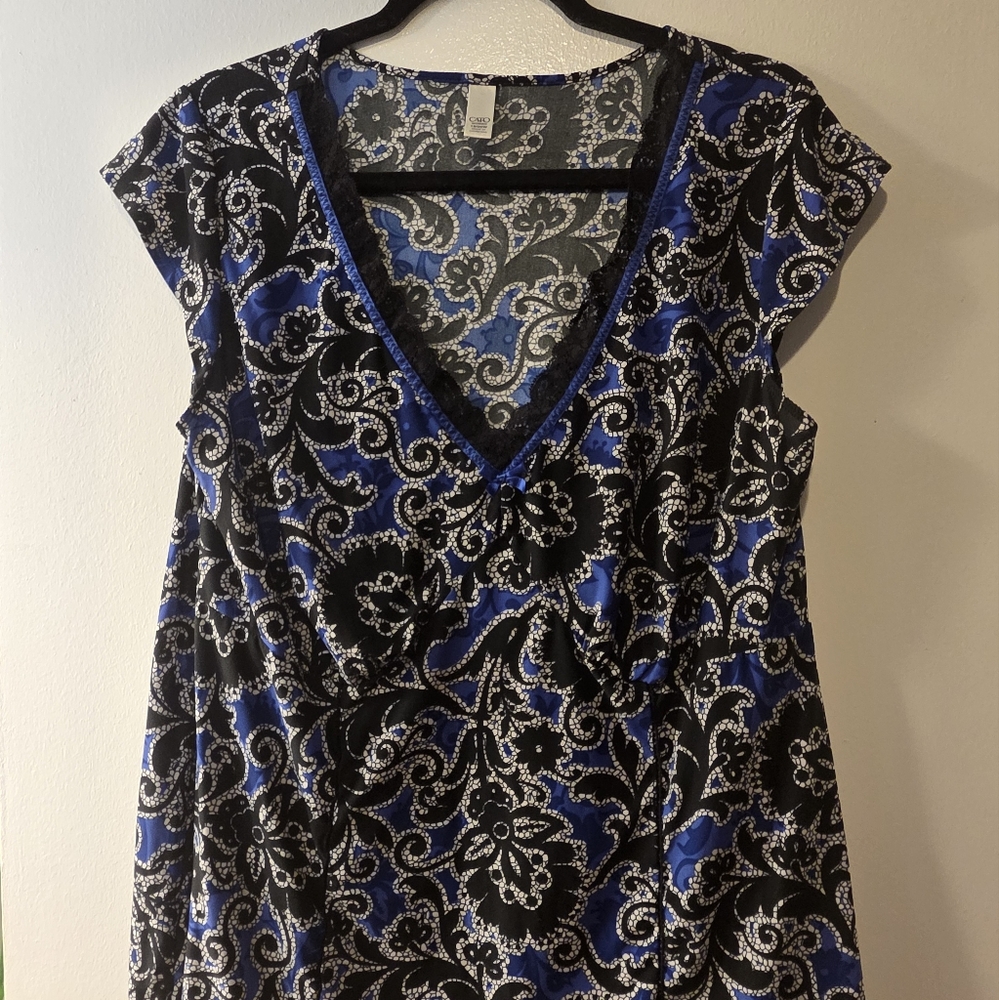 Cato Womens 18/20 Multi-colored Short Sleeve Blouse